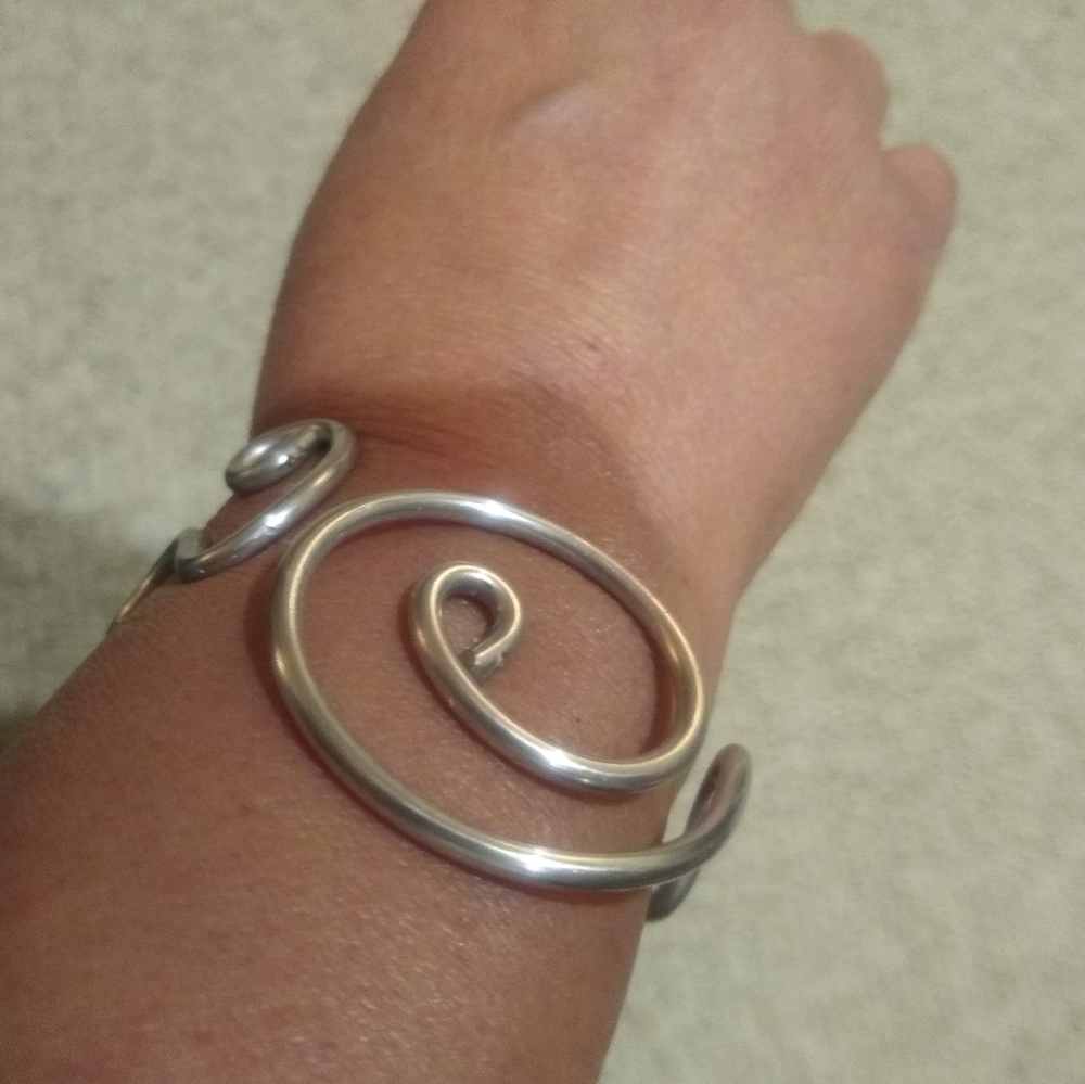 Boho Silver Cuff Bracelet - Picture 3 of 5